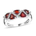 Premium Mozambique Garnet, Simulated Diamond Ring in Rhodium Over Sterling Silver (Size 7.0) 2.10 ctw - Sticky add to cart bar
