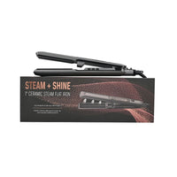 Steam + Shine 1" Ceramic Steam Flat Iron in Gun Metal and Black