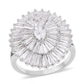 Simulated Diamond Cocktail Ring in Silvertone (Size 10.0) 5.00 ctw - Sticky add to cart bar
