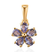 Tanzanite Floral Pendant in ION Plated YG Stainless Steel 0.75 ctw