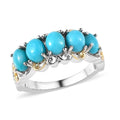 Karis Sleeping Beauty Turquoise 5 Stone Ring in 18K YG Plated and Platinum Bond (Size 10.0) 1.65 ctw - Sticky add to cart bar