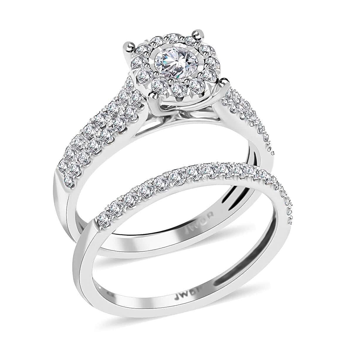 14K White Gold Diamond G-H I3 Set of 2 Ring 4.65 Grams 1.00 ctw