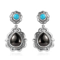 Artisan Crafted Elite Shungite and Sleeping Beauty Turquoise Dangle Earrings in Sterling Silver 6.35 ctw - Sticky add to cart bar