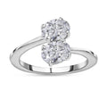 Moissanite Bypass Ring in Platinum Over Sterling Silver 1.60 ctw - Sticky add to cart bar