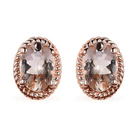 Marropino Morganite Solitaire Stud Earrings in Vermeil Rose Gold Over Sterling Silver 0.85 ctw
