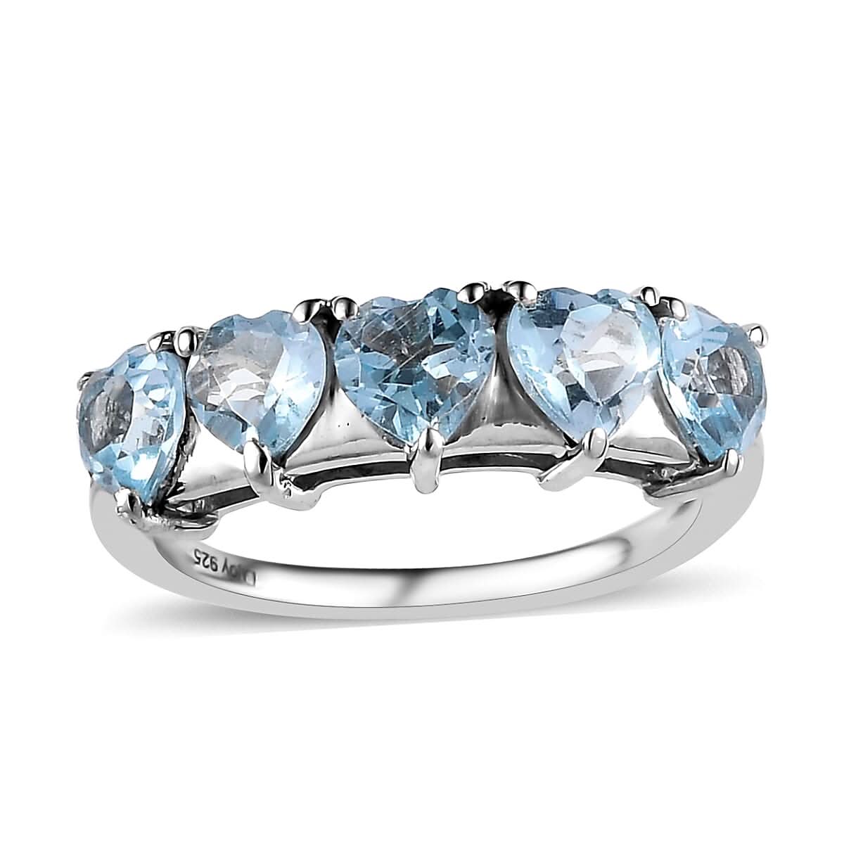 Sky Blue Topaz Heart Ring in Platinum Over Sterling Silver (Size 6.0) 2.65 ctw