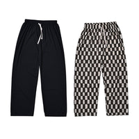 Black and Brown Checkered Printed Pattern Stretch Lounge Pant - One Size Fits Most