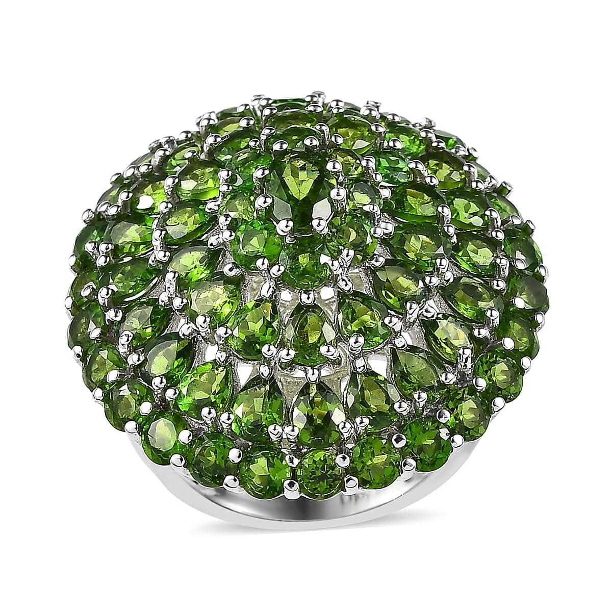Chrome Diopside Cluster Ring in Platinum Over Sterling Silver (Size 6) 9.65 ctw