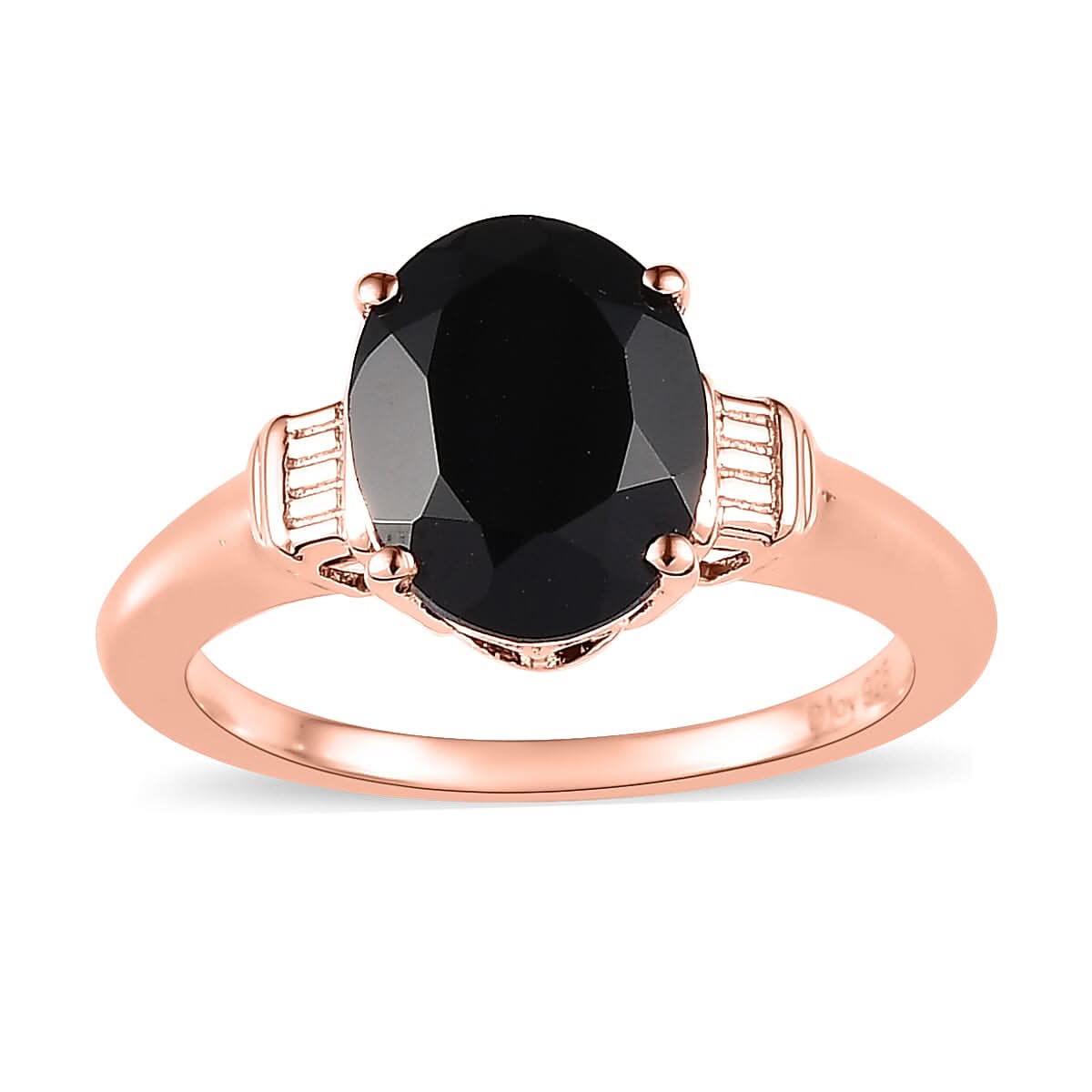 Thai Black Spinel Solitaire Ring in Vermeil Yellow Gold Over Sterling Silver (Size 6.0) 3.35 ctw