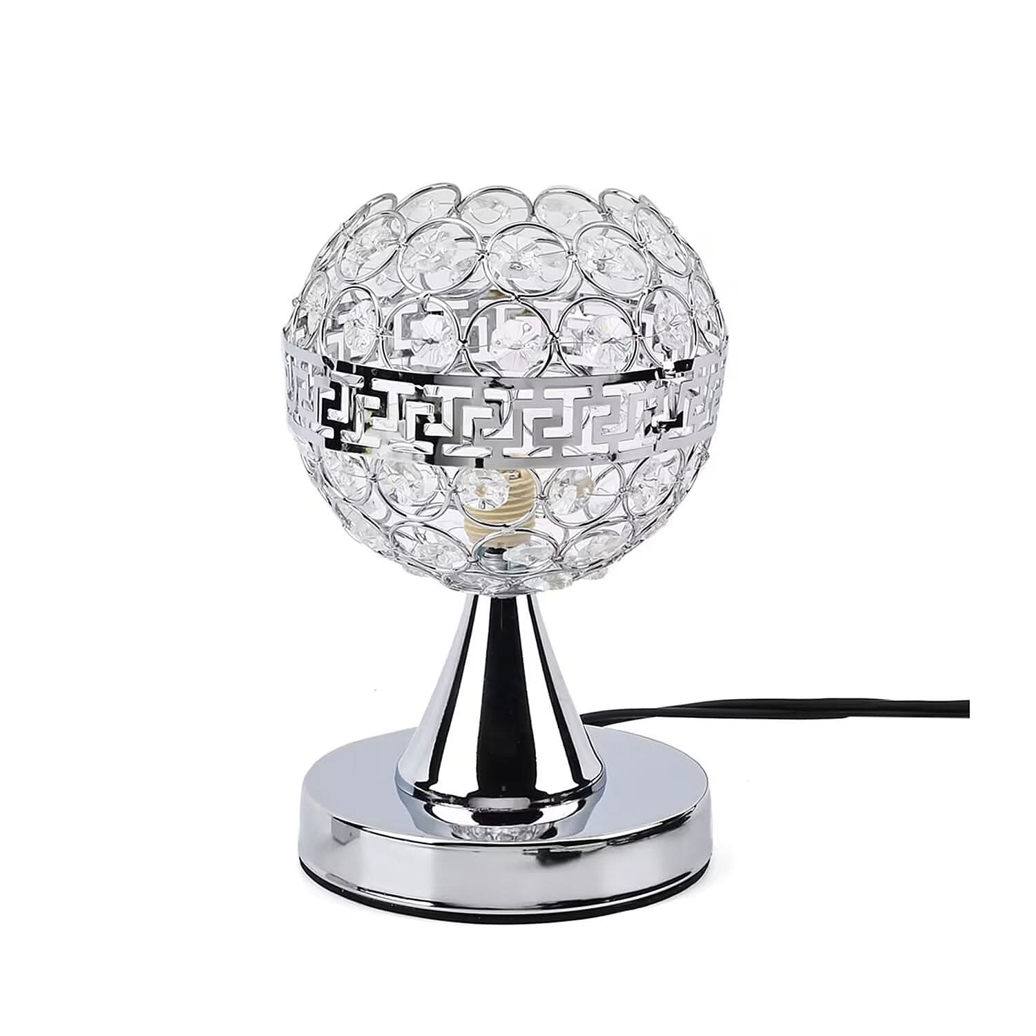 TLV Homesmart Silver Round Crystal Lamp with Touch Control (3.9"x7.87")