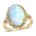Luxoro 10K Yellow Gold AAA Ethiopian Welo Opal and I3 Natural Yellow Diamond Halo Ring 4.20 ctw - Sticky add to cart bar