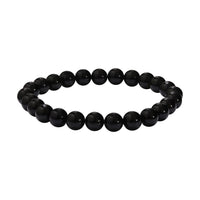 Black Agate Beaded Stretch Bracelet  90.00 ctw