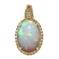 Luxoro 10K Yellow Gold AAA Ethiopian Welo Opal and I3 Natural Yellow Diamond Halo Pendant 4.10 ctw - Sticky add to cart bar