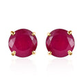 Luxoro 10K Yellow Gold Premium Niassa Ruby FF Solitaire Stud Earrings 4.40 ctw - Sticky add to cart bar