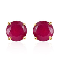 Luxoro 10K Yellow Gold Premium Niassa Ruby FF Solitaire Stud Earrings 4.40 ctw