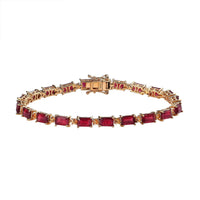 Niassa Ruby (FF) and Yellow Sapphire Bracelet in Vermeil Yellow Gold Over Sterling Silver (7.25 In) 18.10 ctw