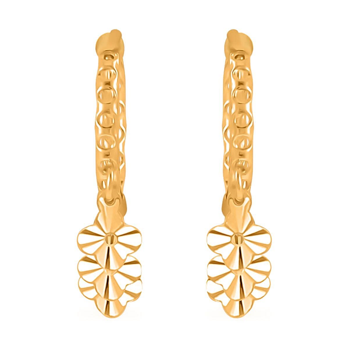 24K Yellow Gold Floral Hoop Earrings (2.20 g)