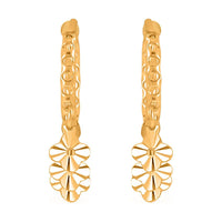 24K Yellow Gold Floral Hoop Earrings (2.20 g)
