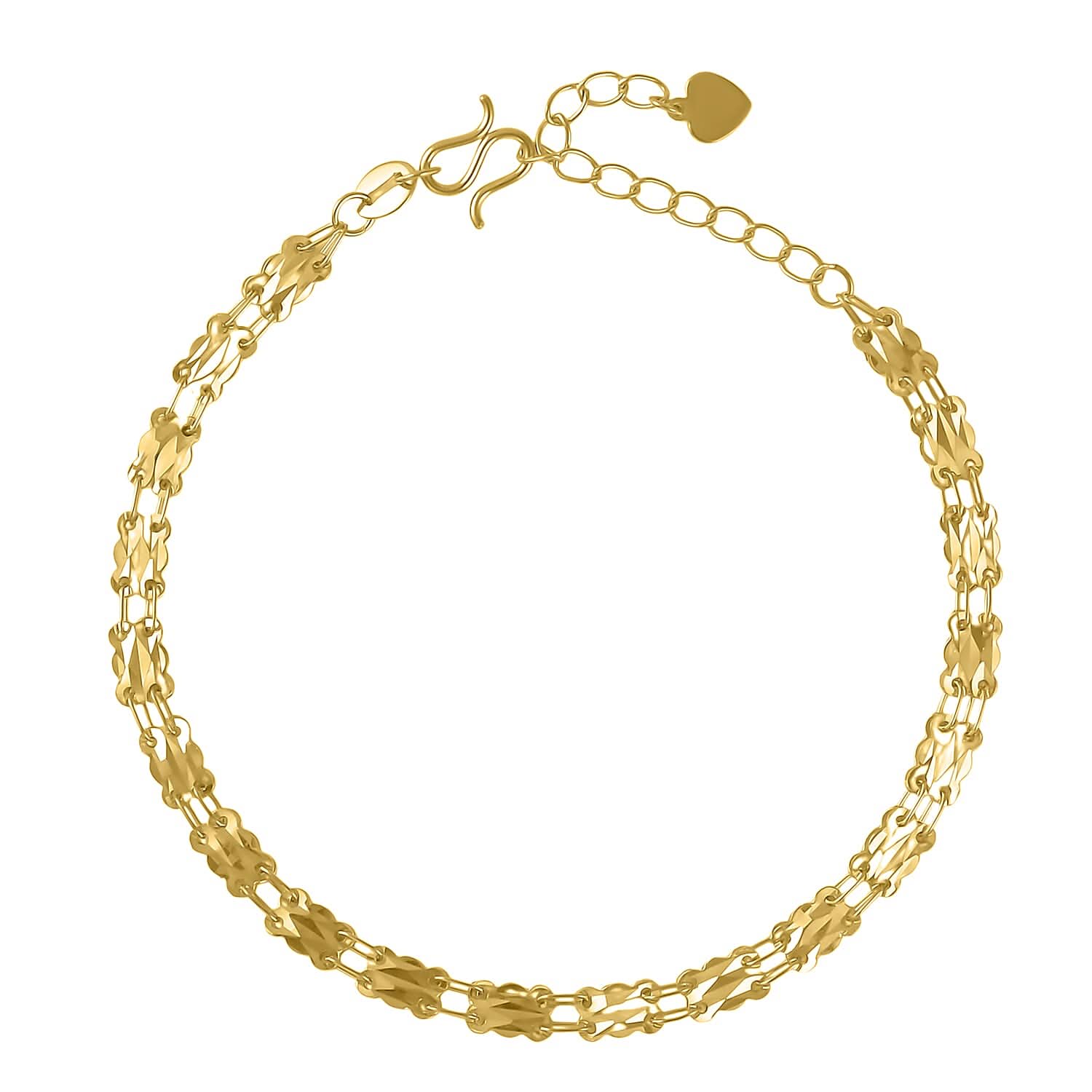 24K Yellow Gold Electroform Link Chain Bracelet (6.5-8In) 5.20 Grams