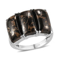 Matrix Silver Shungite 3 Stone Ring in Stainless Steel 5.50 ctw - Sticky add to cart bar