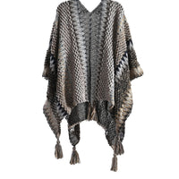 Grey Color Zigzag Pattern Knitted Shawl (51.18"x39.37")