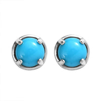 Sleeping Beauty Turquoise Stud Earrings in Platinum Over Sterling Silver