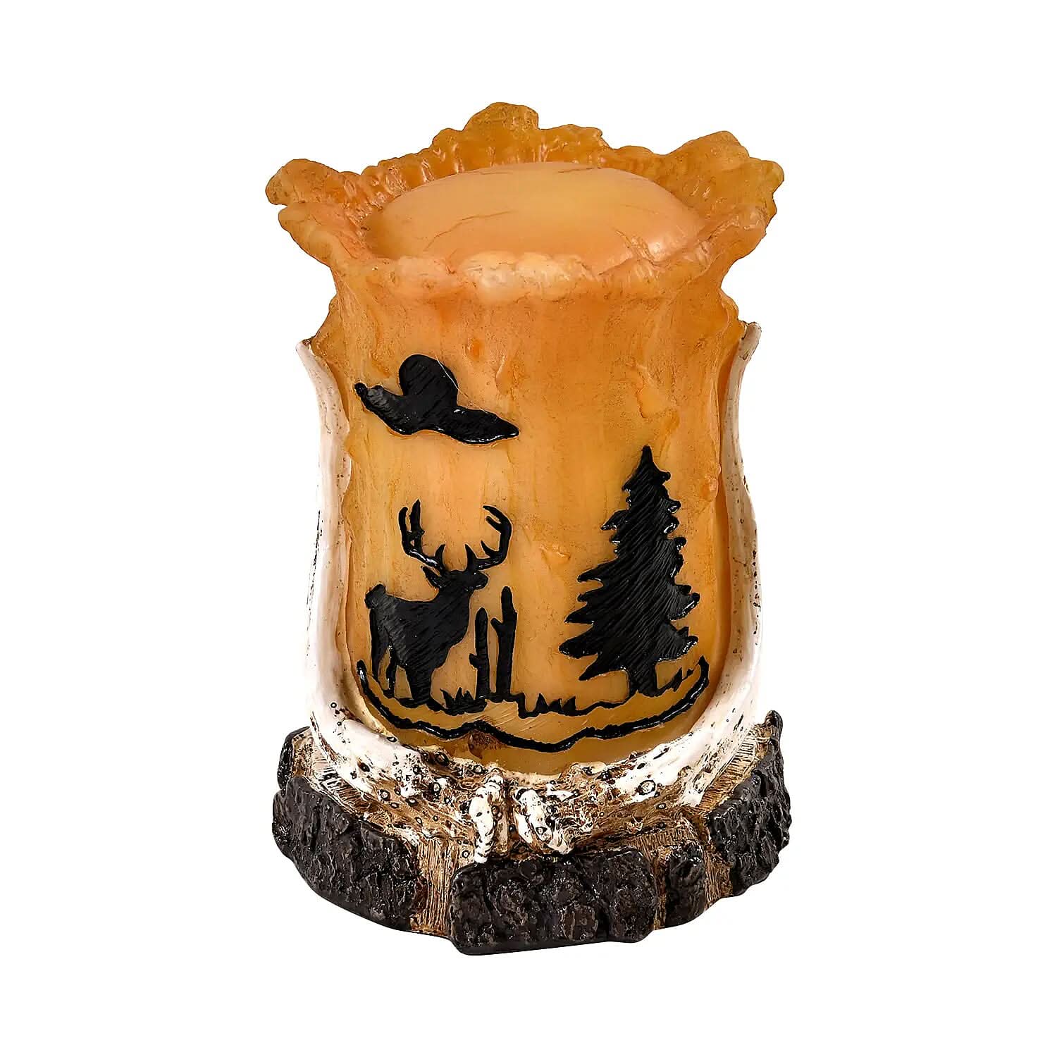 Polyresin Tree and Deer Printed Pattern Lamp