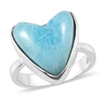 Larimar Heart Ring in Sterling Silver 6.75 ctw - Sticky add to cart bar