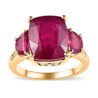 TLV Niassa Ruby (FF), White Topaz Ring in Vermeil YG Over Sterling Silver (Size 10.0) 10.00 ctw