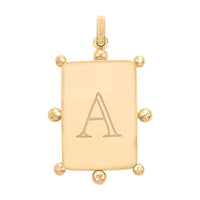 Italian 10K Yellow Gold Initial A Engravable Marine Pendant