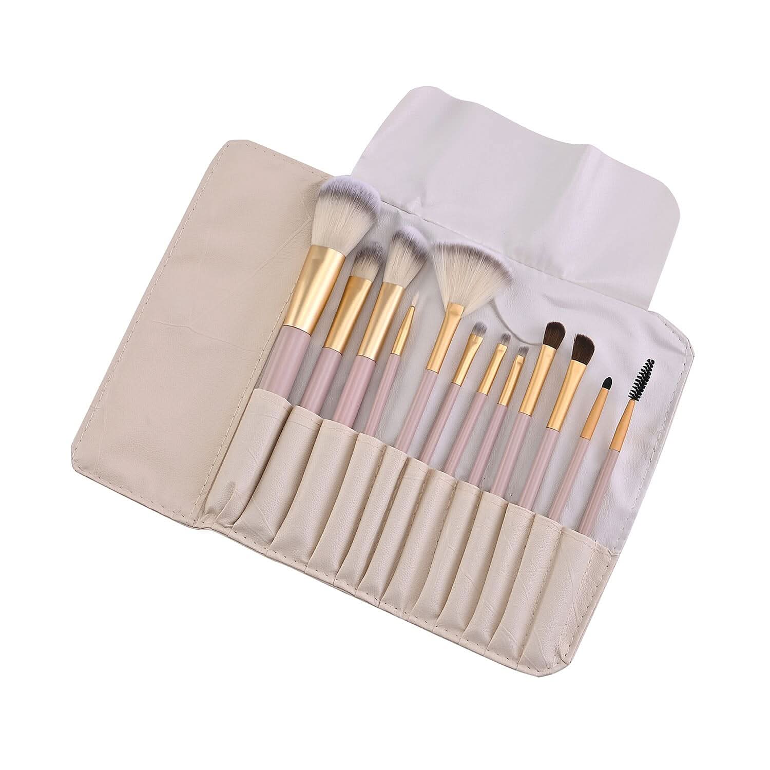 Cream 12pcs Make up Brush Set with Storage Bag