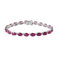 Niassa Ruby (FF) and Moissanite Bracelet in Platinum Over Sterling Silver (6.50 In) 20.50 ctw
