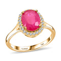 Certified & Appraised Iliana 18K Yellow Gold AAA Montepuez Ruby, Diamond (G-H, SI) (0.20 cts) Halo Ring (Size 10.0) 2.50 ctw - Sticky add to cart bar