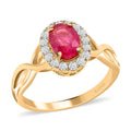 Certified & Appraised Iliana 18K Yellow Gold AAA Mozambique Ruby and G-H SI Diamond Infinity Shank Ring (Size 10.0) 4.05 Grams 1.25 ctw (Del. In 7-10 Days) - Sticky add to cart bar