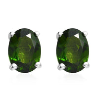 Chrome Diopside Solitaire Stud Earrings in Platinum Over Sterling Silver 1.65 ctw