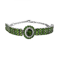 Chrome Diopside and White Zircon Bracelet in Platinum Over Sterling Silver (7.25 In) 14.60 ctw