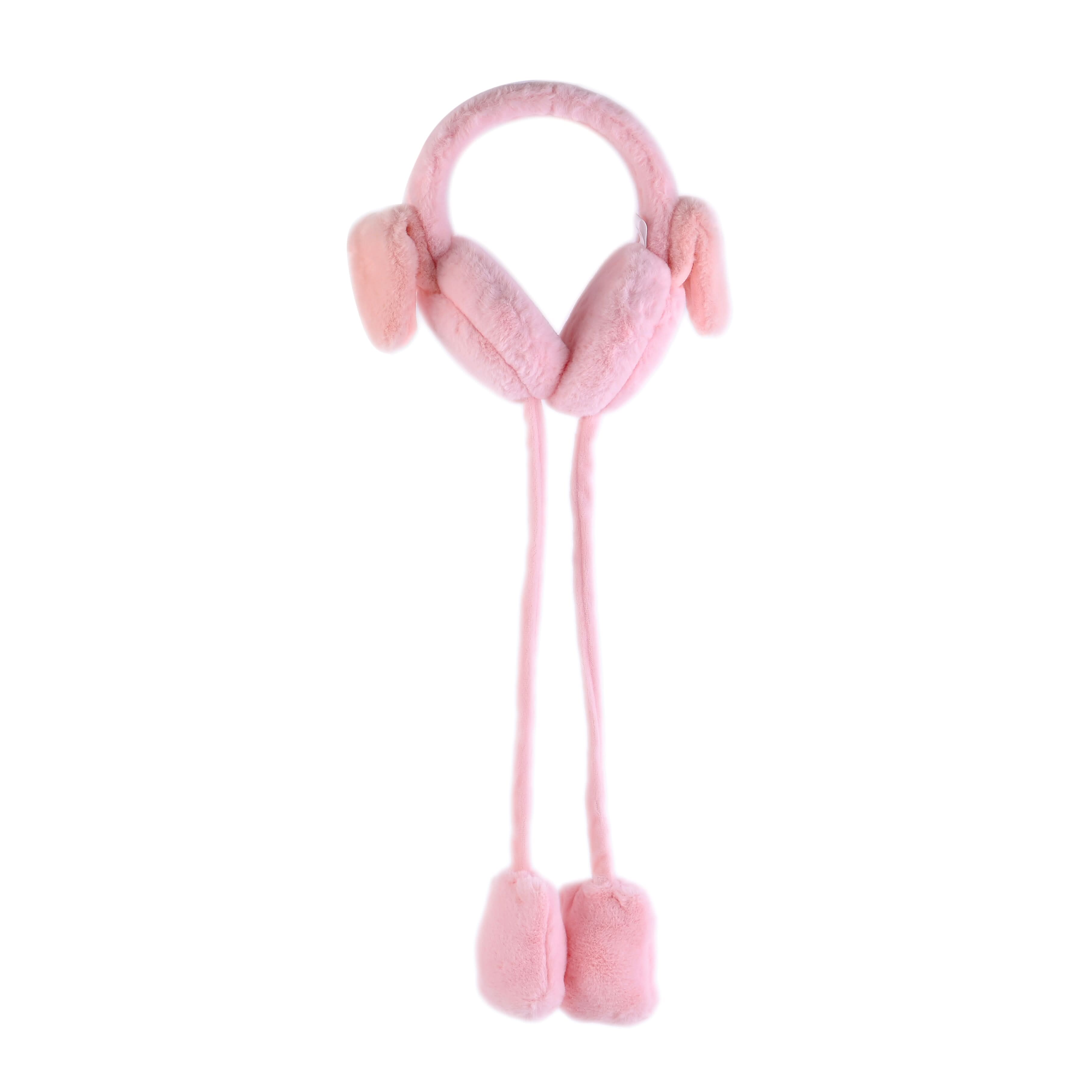 Pink Plush Ears Moving Jumping Earmuff (6.30"x22.83")