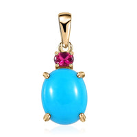 Luxoro 10K Yellow Gold AAA Sleeping Beauty Turquoise and Ouro Fino Rubellite Pendant 3.40 ctw