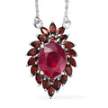 Niassa Ruby (FF) and Mozambique Garnet Necklace 18 Inches in Platinum Over Sterling Silver 5.90 ctw - Sticky add to cart bar