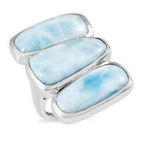Premium Larimar Fancy Ring in Sterling Silver (Size 6.0) 25.90 ctw
