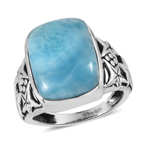 Larimar Solitaire Ring in Sterling Silver 13.10 ctw