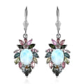 Larimar and Multi-Tourmaline Lever Back Earrings in Platinum Over Sterling Silver 6.65 ctw - Sticky add to cart bar