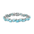 Larimar and White Zircon Bracelet in Platinum Over Sterling Silver (6.50 In) 33.85 ctw - Sticky add to cart bar