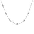 Italian Rhodium Over Sterling Silver Station Oval Moon Necklace (18 Inches) (6.3 g) - Sticky add to cart bar