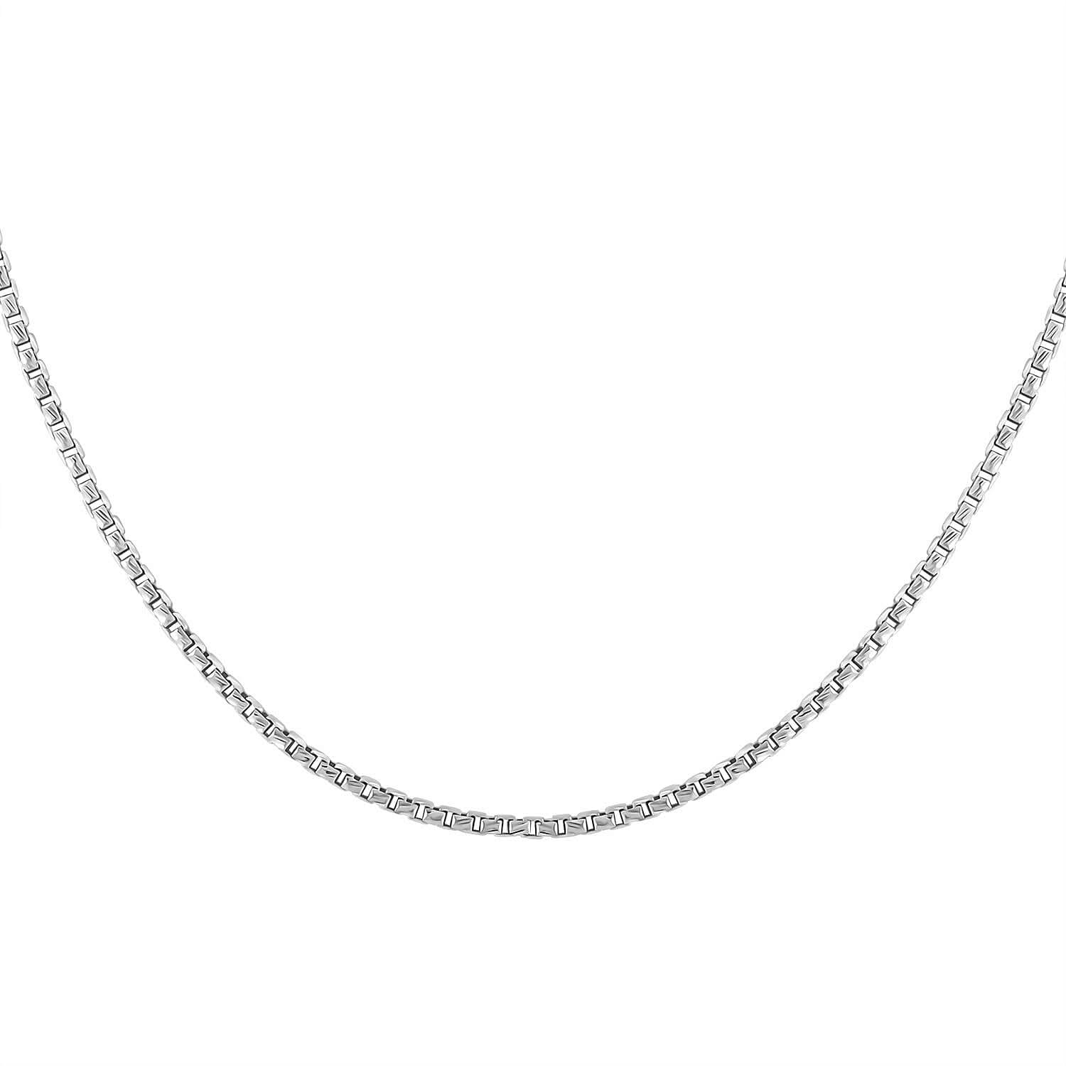 Italian Sterling Silver Round Box Necklace 18 Inches 3.60 Grams
