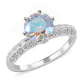 Dichroic Luminous Moissanite and Moissanite Ring in Rhodium Over Sterling Silver 2.10 ctw - Sticky add to cart bar