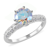 Dichroic Luminous Moissanite and Moissanite Ring in Rhodium Over Sterling Silver 2.10 ctw