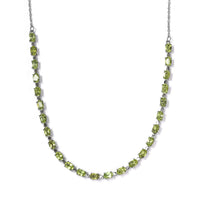 Peridot Necklace 18 inches in Stainless Steel 12.75 ctw
