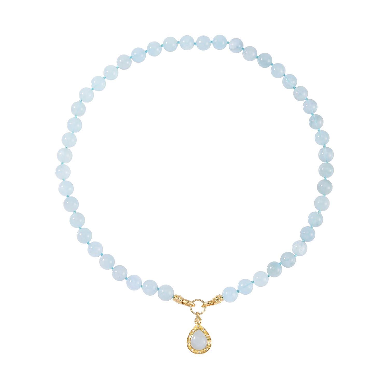 Mangoro Aquamarine, Moissanite Necklace (20 Inches) in 14K YG Over Sterling Silver 269.60 ctw