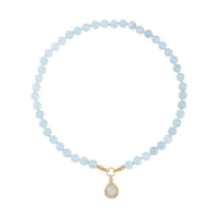 Mangoro Aquamarine, Moissanite Necklace (20 Inches) in 14K YG Over Sterling Silver 269.60 ctw
